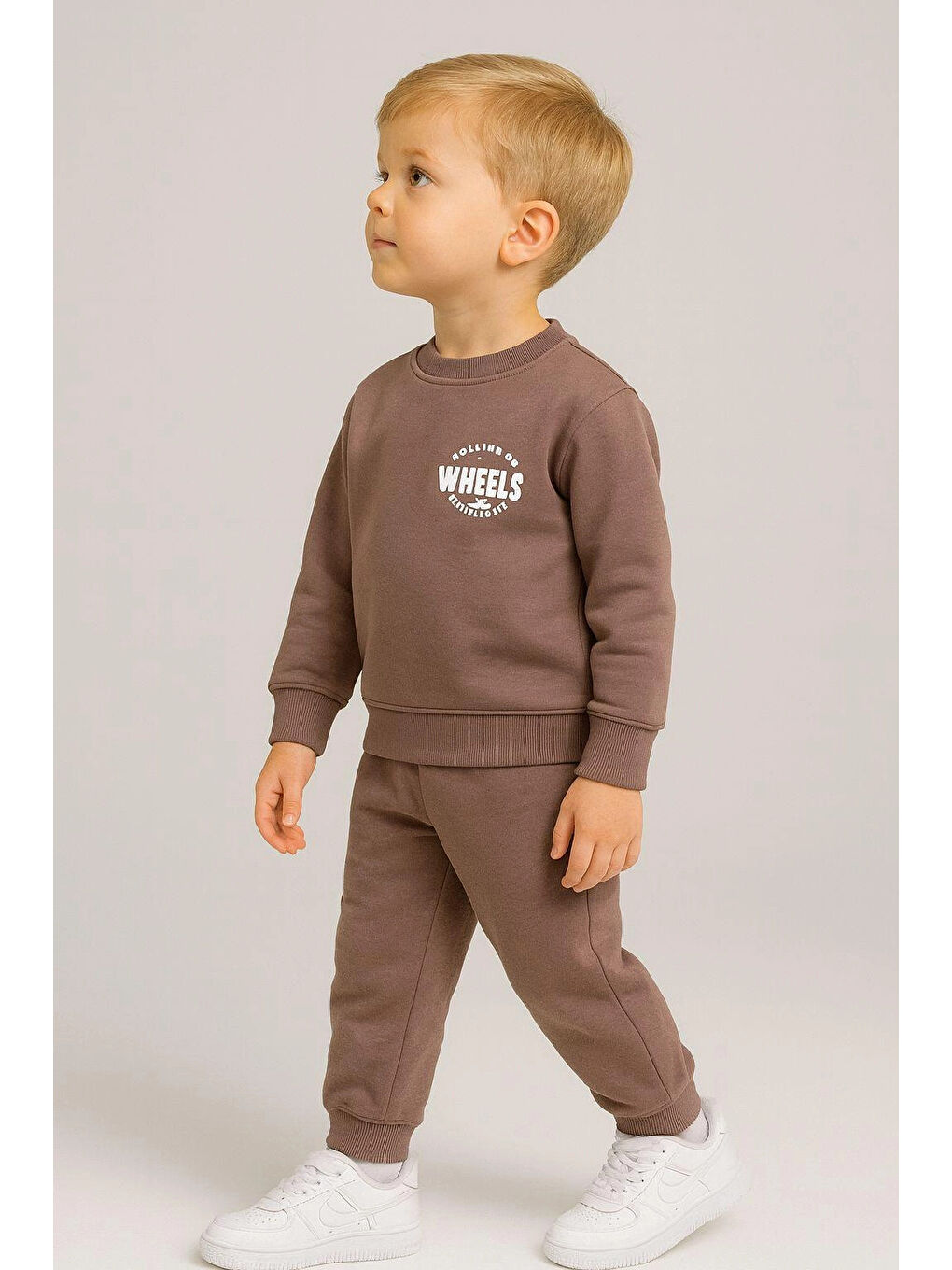 Bej Wheels Baskılı Erkek Bebek Takım 20100