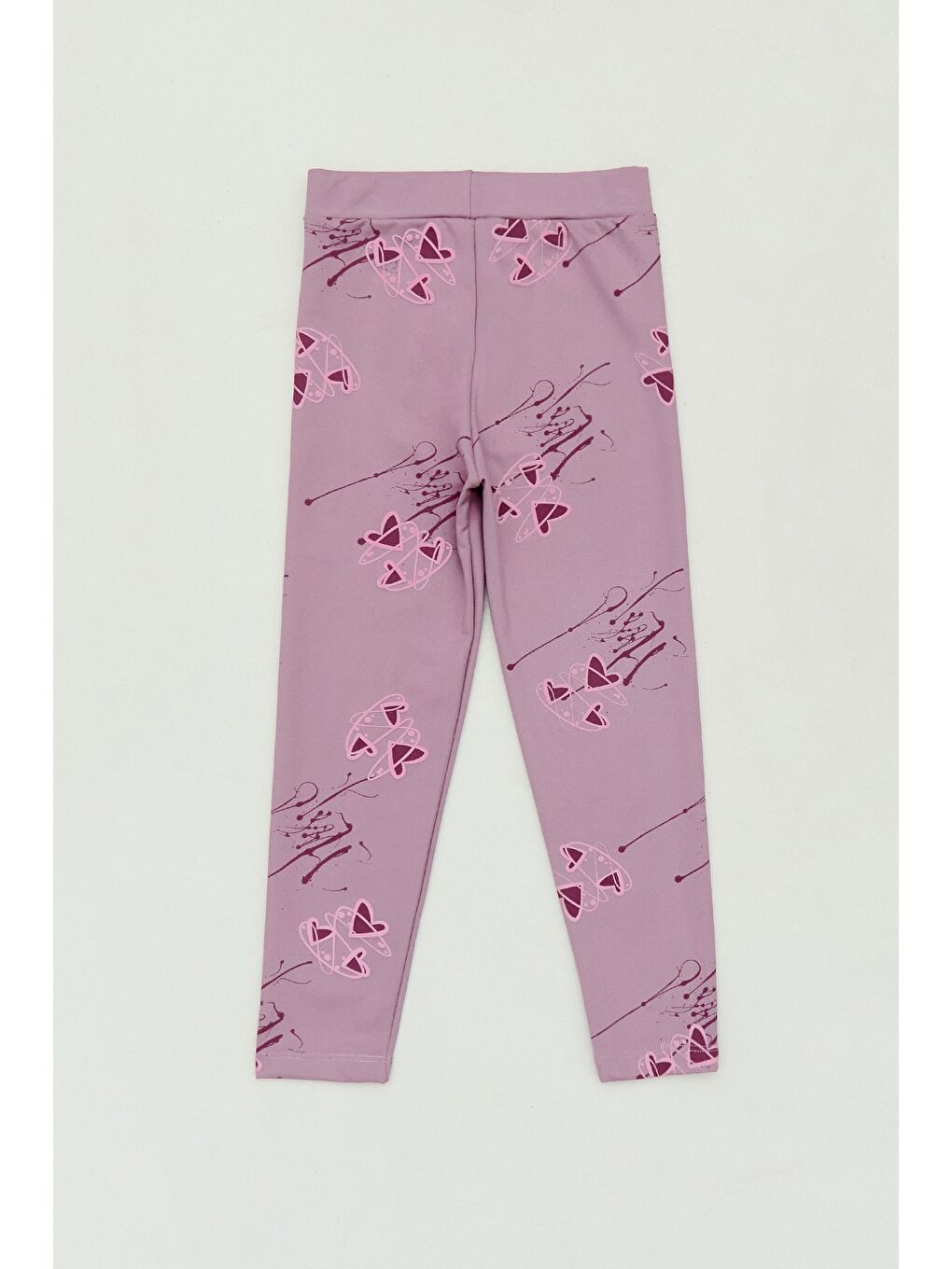 Pembe Kalp Desenli Beli Lastikli Kız Çocuk Tayt-1