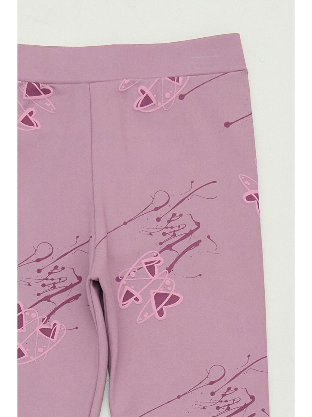 Pembe Kalp Desenli Beli Lastikli Kız Çocuk Tayt-2