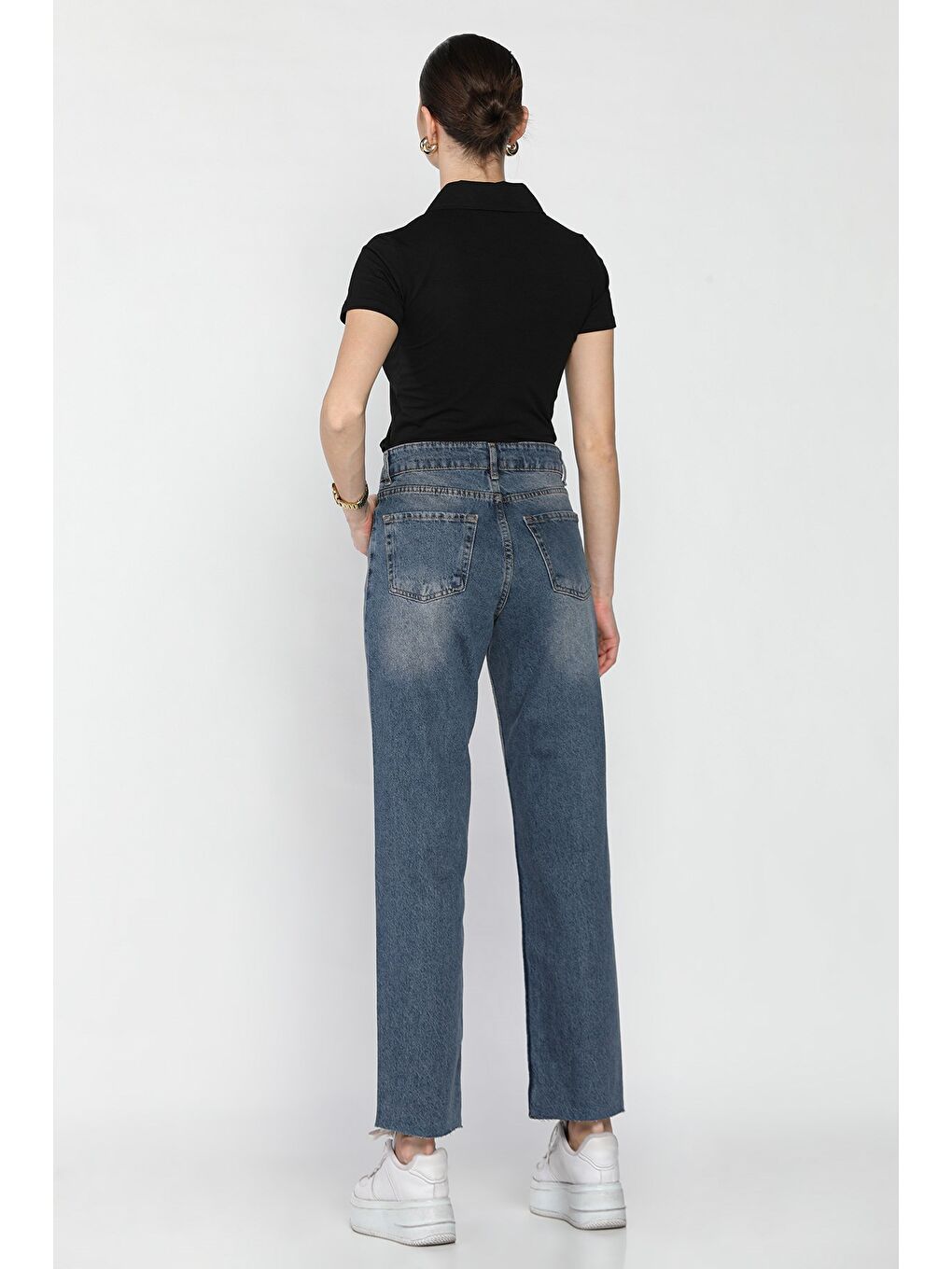 Mavi Kadın Kesik Paça Mom Jean Pantolon-3