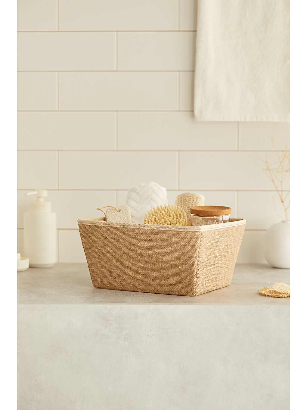 Bej 2'li Jüt Kutu Set 27 x 20 x 13,5 cm-2