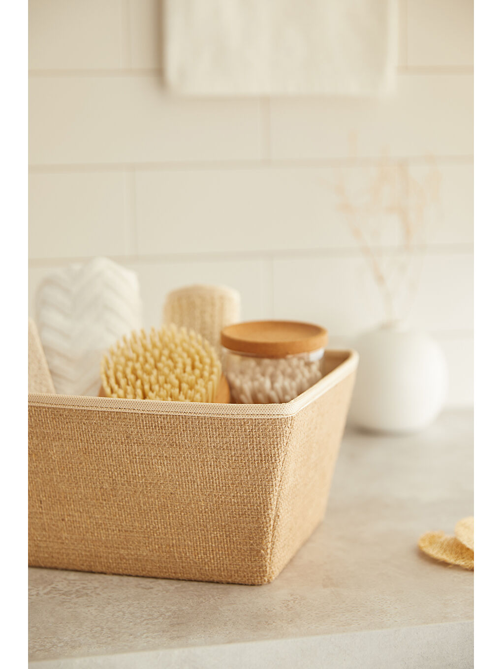 Bej 2'li Jüt Kutu Set 27 x 20 x 13,5 cm-3