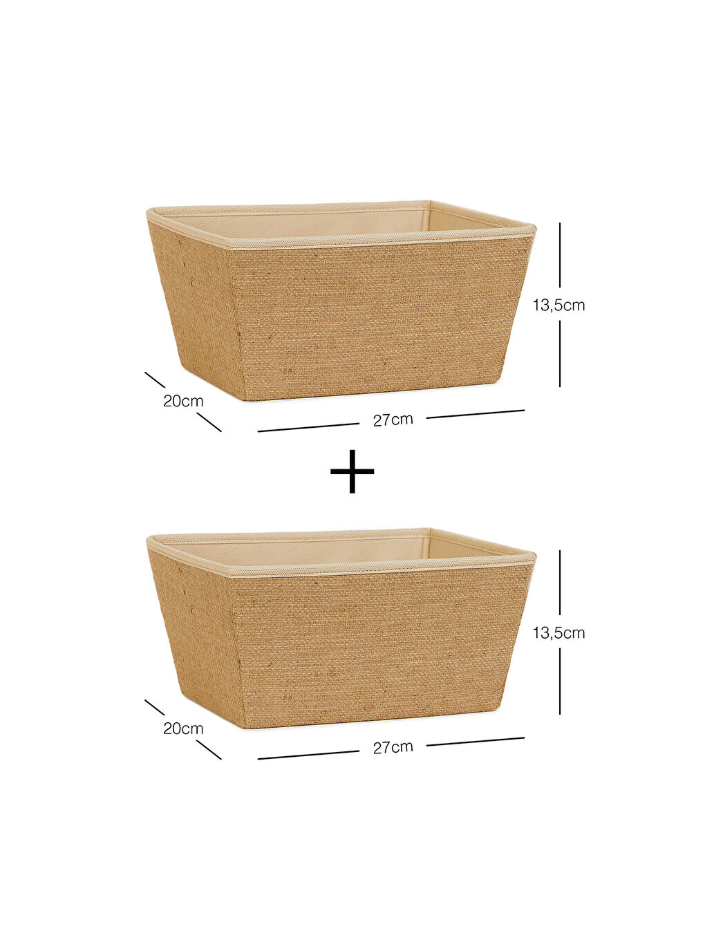 Bej 2'li Jüt Kutu Set 27 x 20 x 13,5 cm-4