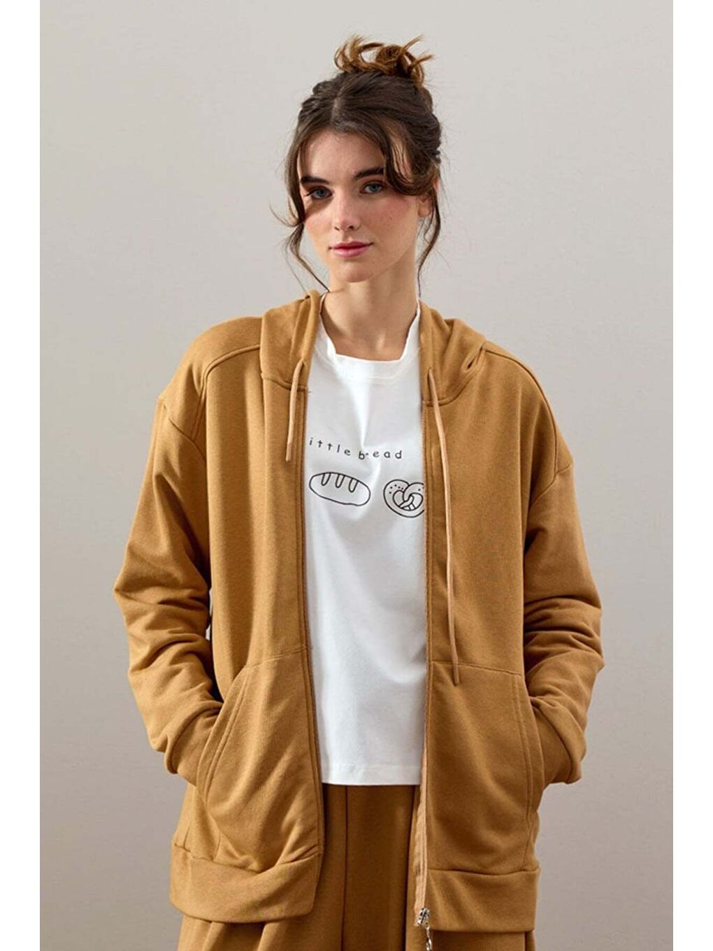 Bej Karamel 3 İplik Basic Hırka