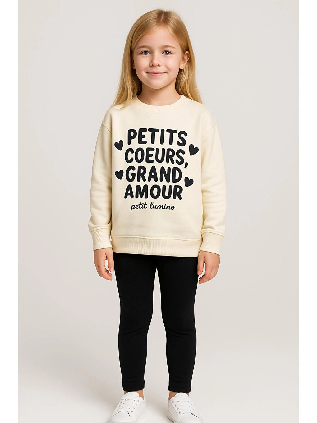 Siyah Petits Baskılı Kız Çocuk Takım 20453-1