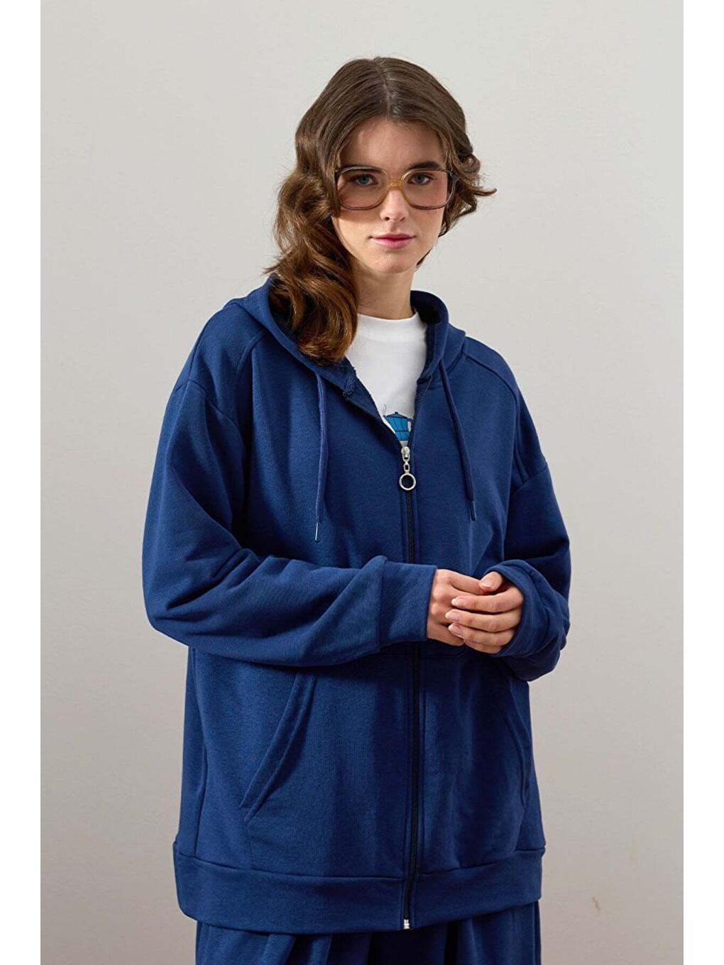 İndigo Antrasit 3 İplik Basic Hırka-1