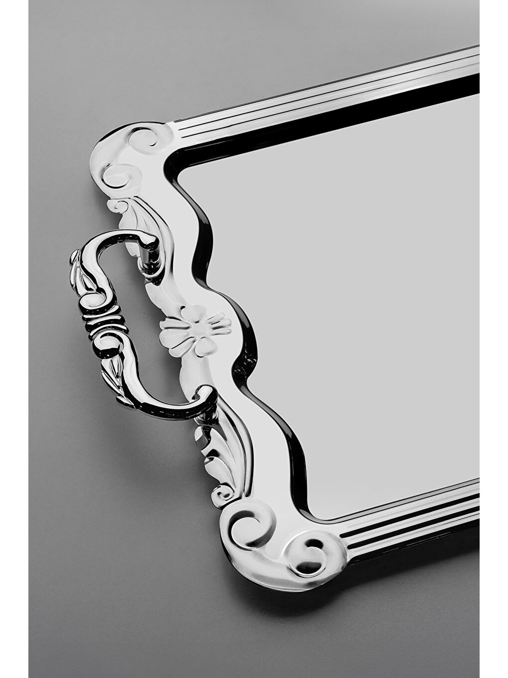 Gri Babil Sade Çelik Çay Tepsi-2