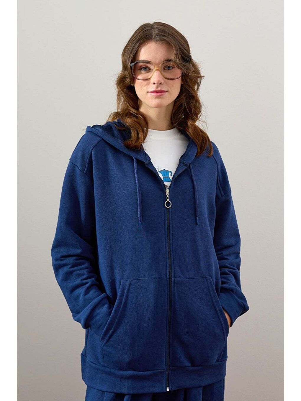 İndigo Antrasit 3 İplik Basic Hırka-2