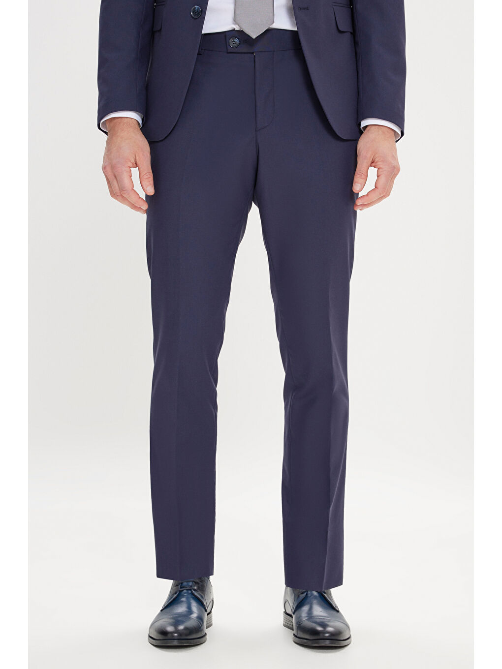 Erkek Lacivert Slim Fit Dar Kesim Mono Yaka Takım Elbise-3