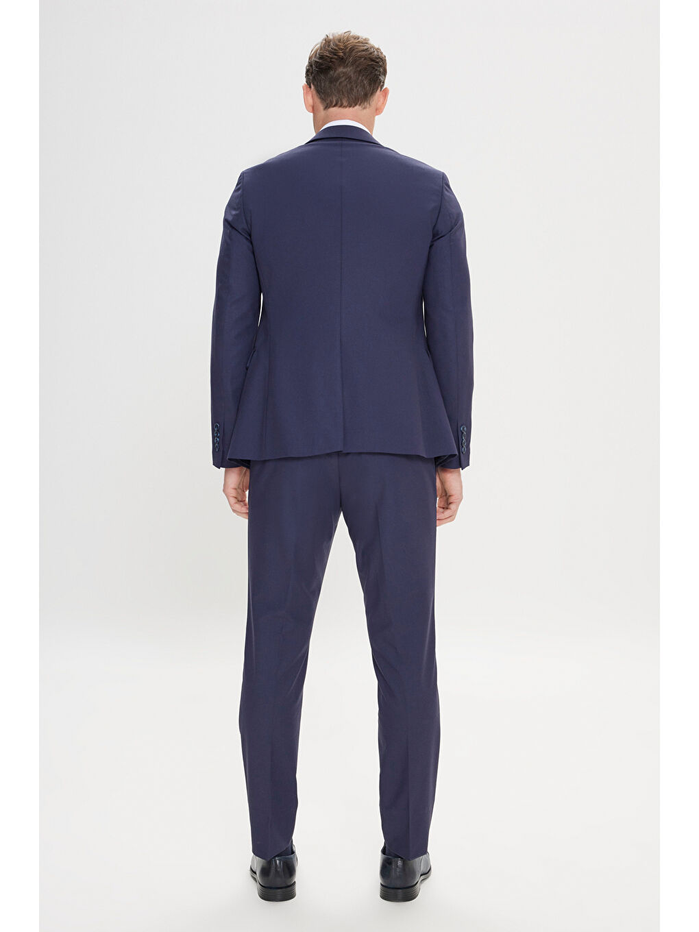 Erkek Lacivert Slim Fit Dar Kesim Mono Yaka Takım Elbise-4