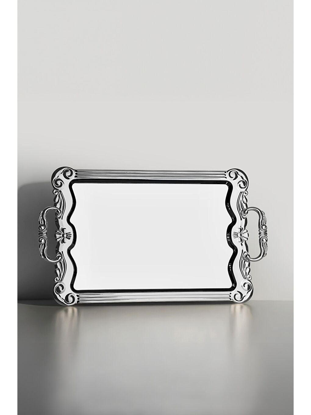 Gri Babil Sade Çelik Çay Tepsi-3