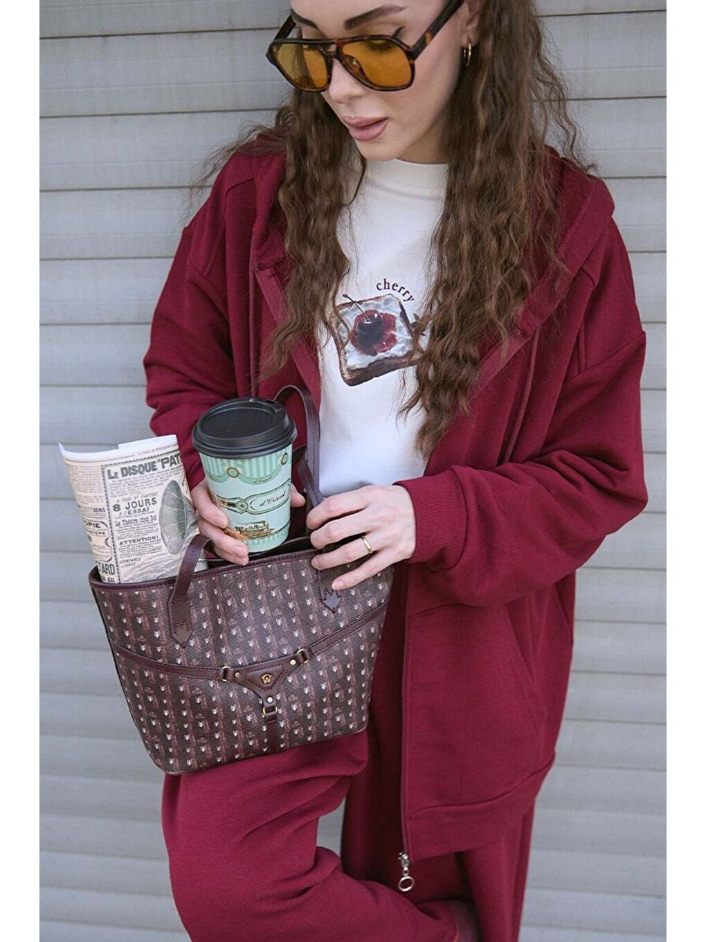 Bordo 3 İplik Basic Hırka-1