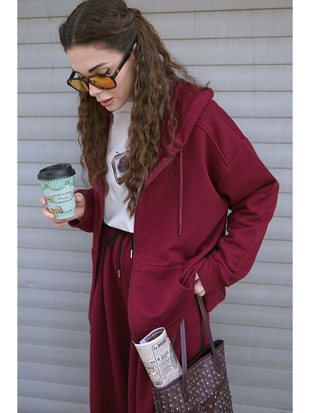 Bordo 3 İplik Basic Hırka-2