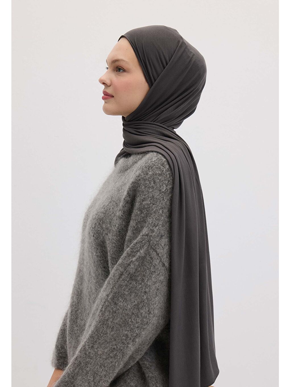 Gri Bambu Penye Şal Duman-2