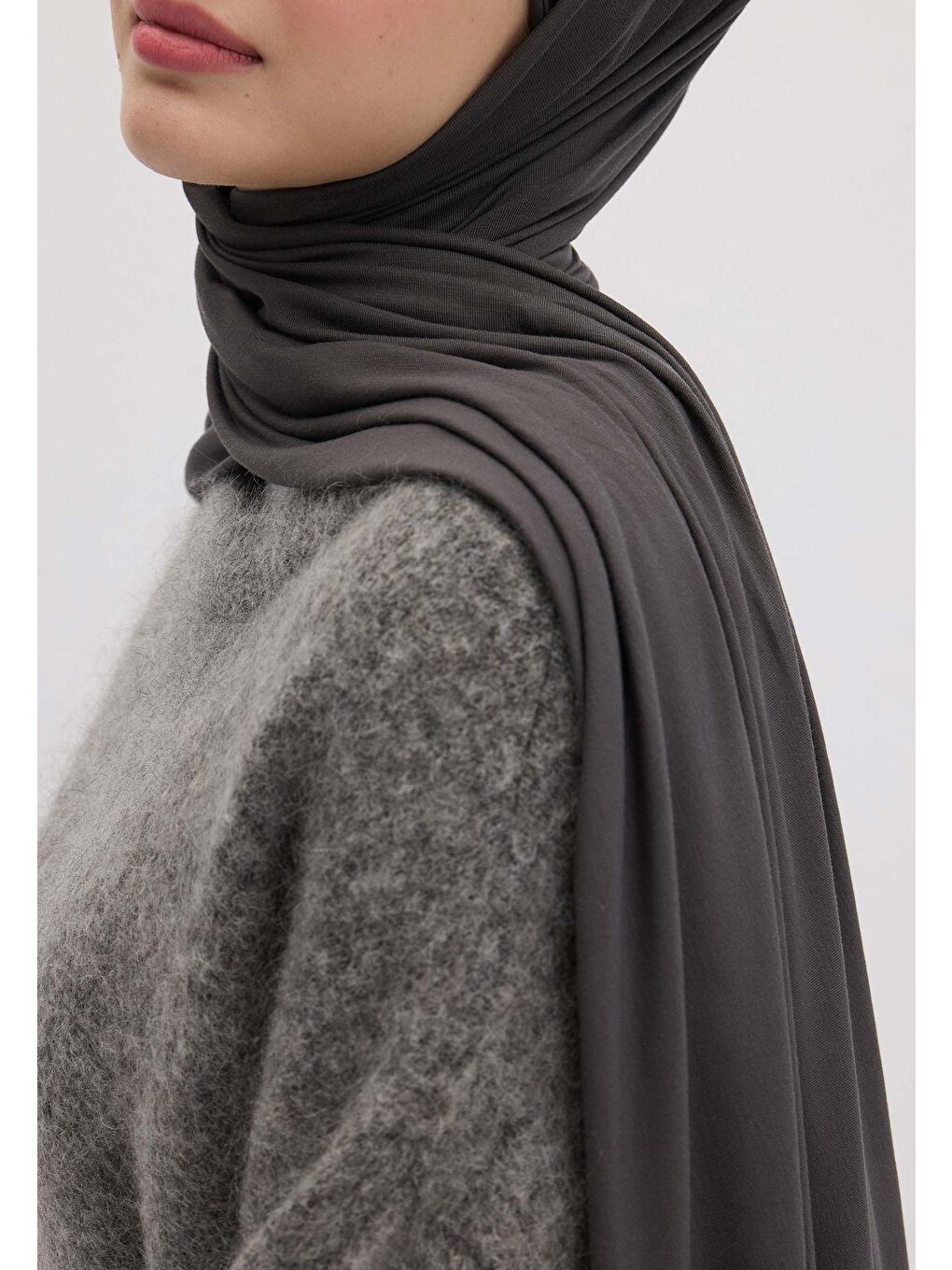 Gri Bambu Penye Şal Duman-3