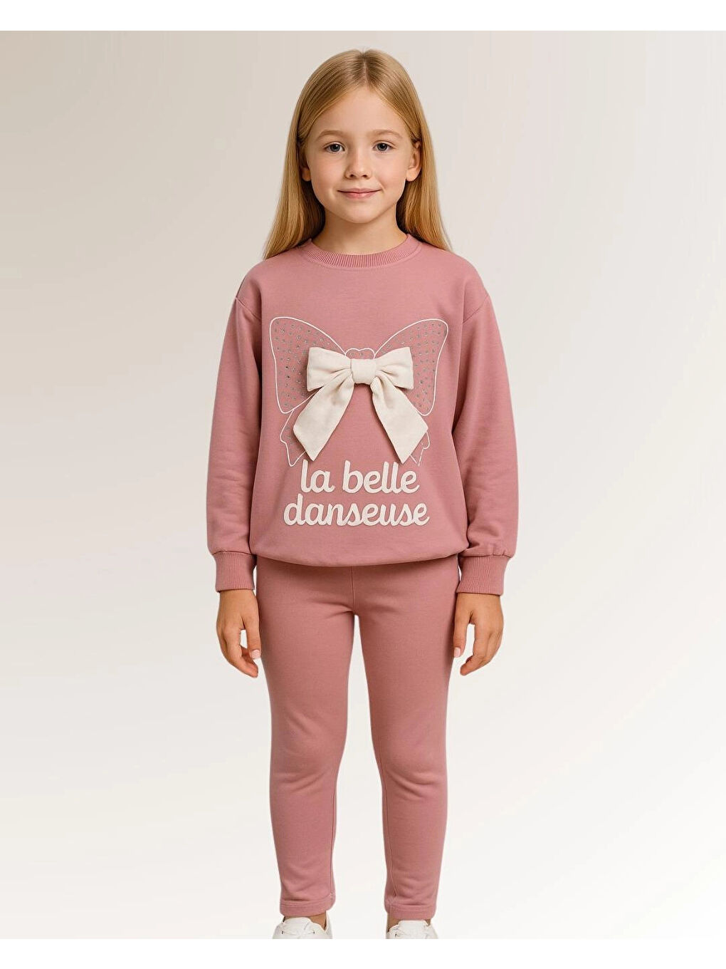 Pembe Fiyonk Aksesuarlı Kız Çocuk Takım 20451