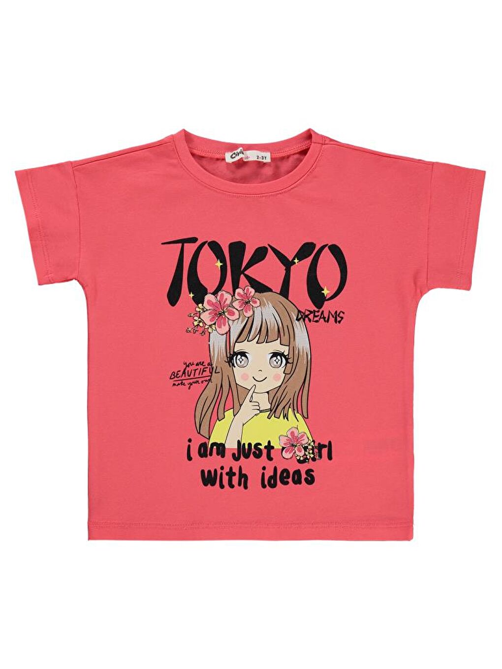Mercan Girls Tokyo Baskılı 2-5 Yaş Tişört - Kırmızı5-6 Yaş