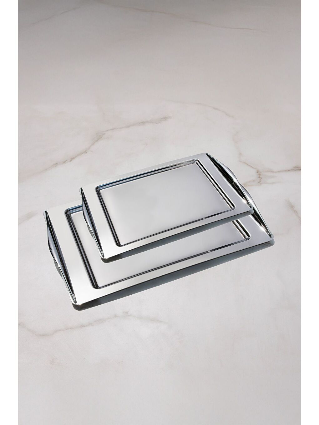 Gri Kuzey 2’li Sade Çelik Tepsi