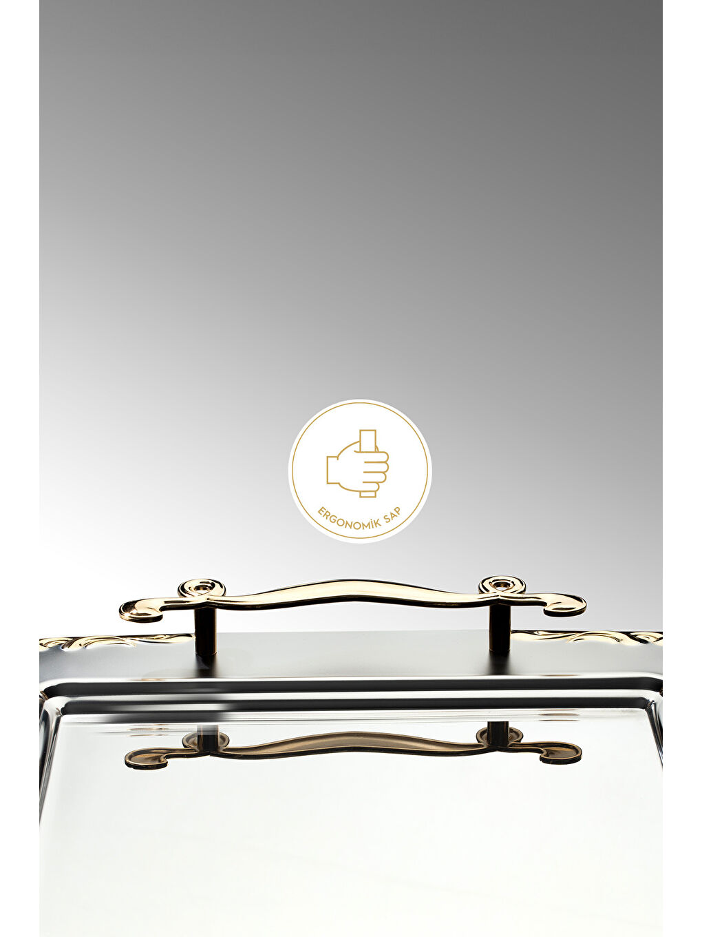 Sarı Lalezar Altın Sade Çelik Çay Tepsi-4