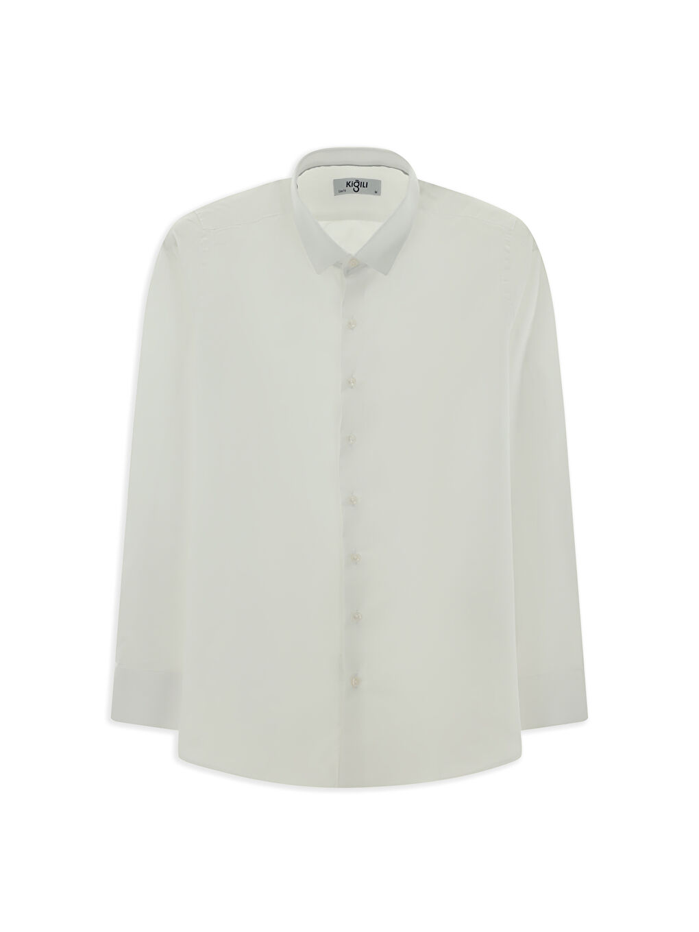 Beyaz Uzun Kol Slim Fit Dar Kesim Klasik Desenli Pamuk Gömlek