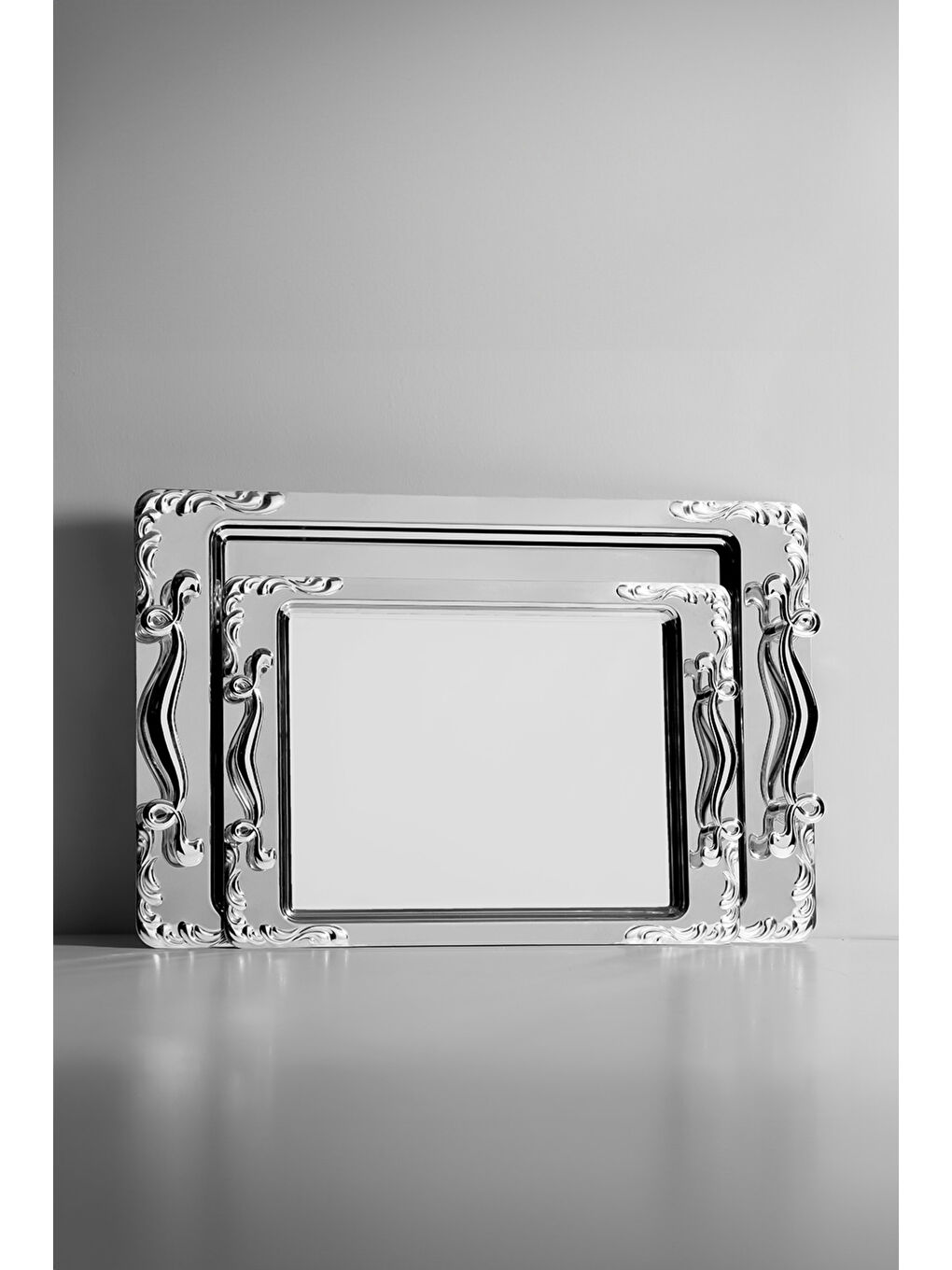 Gri Lalezar Sade 2’li Çelik Tepsi Seti