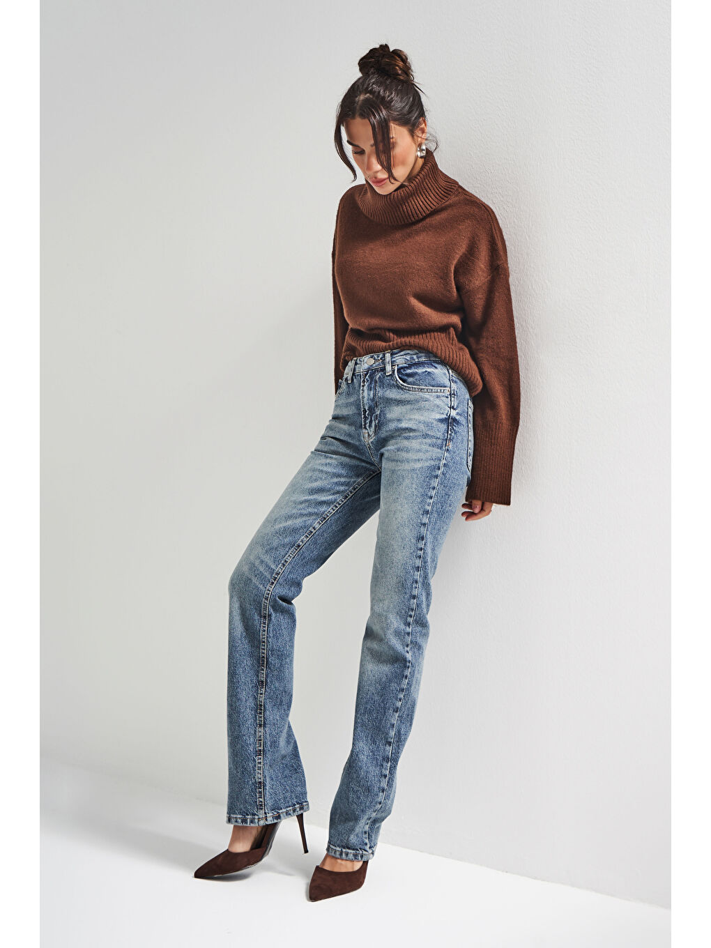 Mavi Kadın Jean Rengi 4w5-32 Düşük Bel Straight Fit %100 Pamuk Denim Jean-2