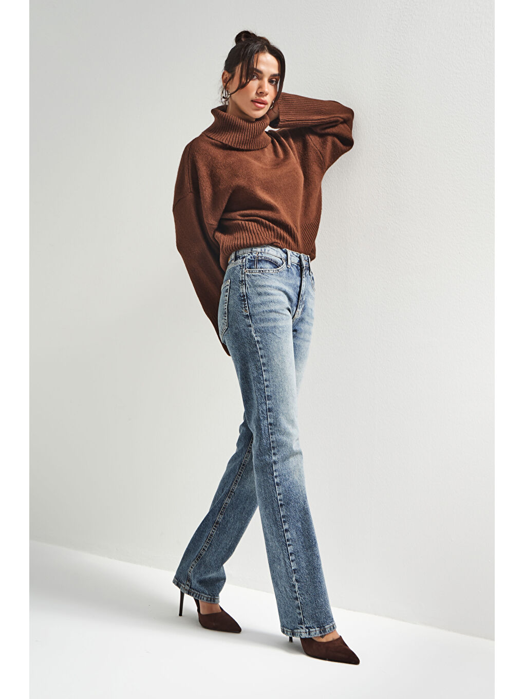 Mavi Kadın Jean Rengi 4w5-32 Düşük Bel Straight Fit %100 Pamuk Denim Jean-3