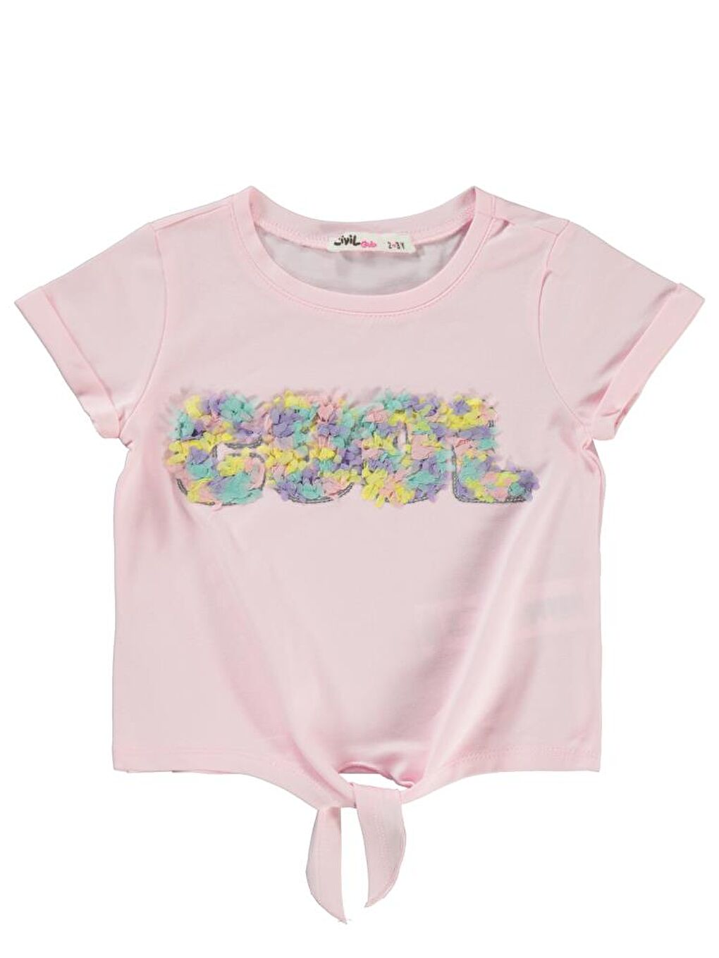 Girls Cool Nakışlı 2-5 Yaş Tişört - Pembe 5-6 Yaş