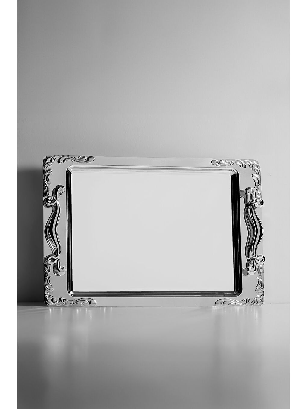 Gri Lalezar Sade Çelik Çay Tepsi-3