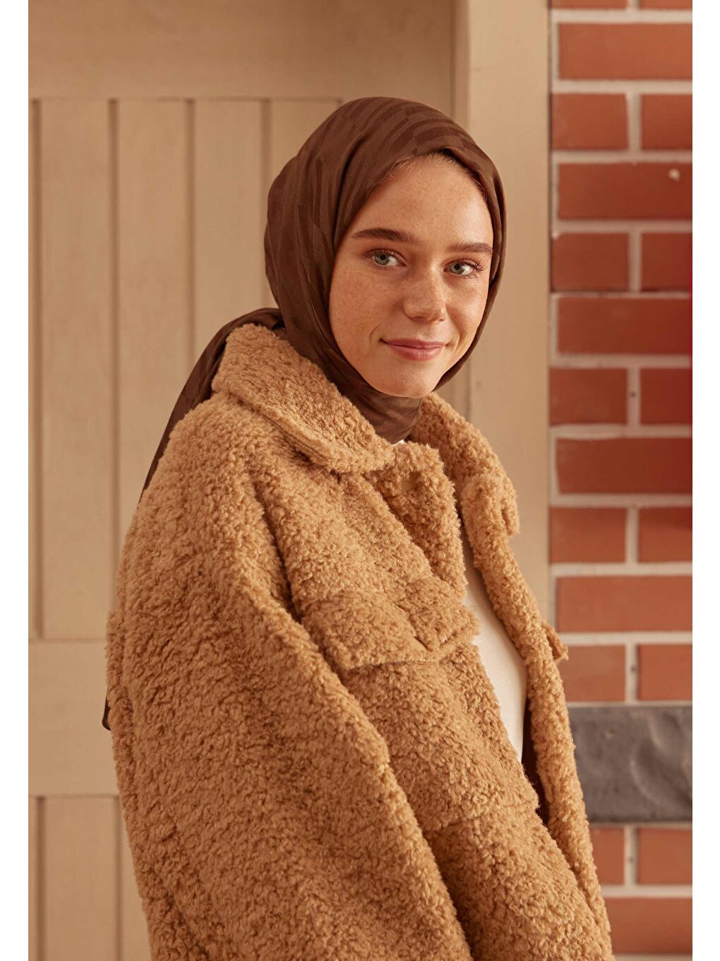 Kahverengi Dublın Jakarlı Şal Kakao