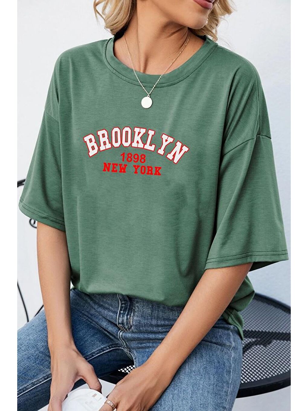 uyguntarz Yeşil Unisex Brooklyn Baskılı T-shirt