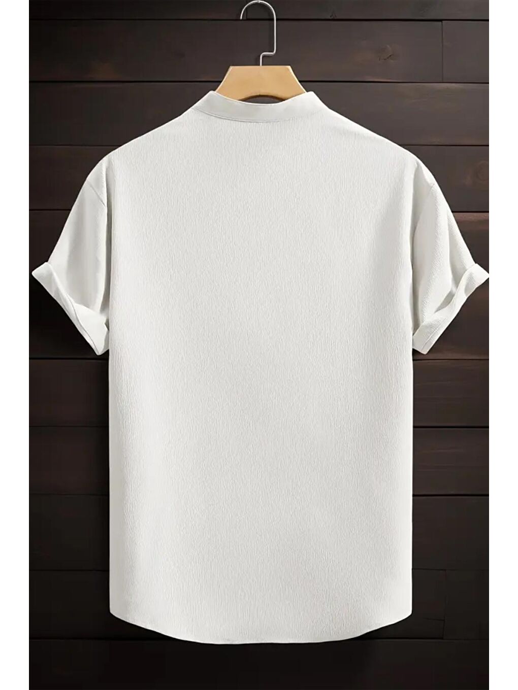 Beyaz Laend Slim Fit Esnek Elastanlı Kısa Kol Hakim Yaka Erkek Gömlek-1