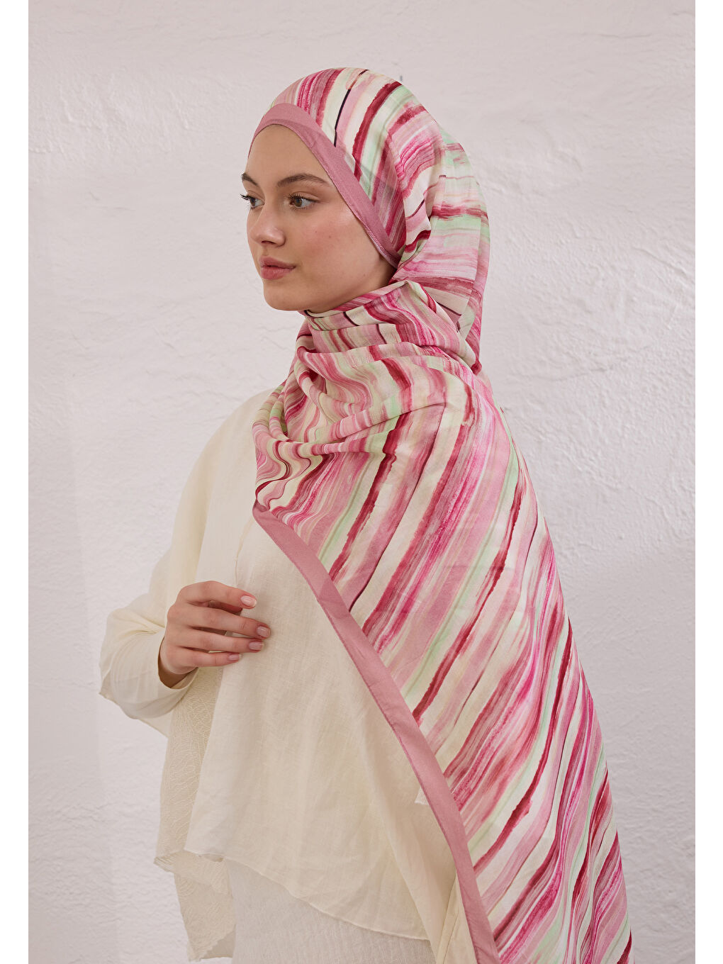 Deıa Desen Rami Şal Pembe-1