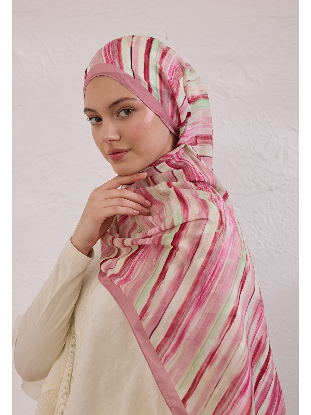 Deıa Desen Rami Şal Pembe-3