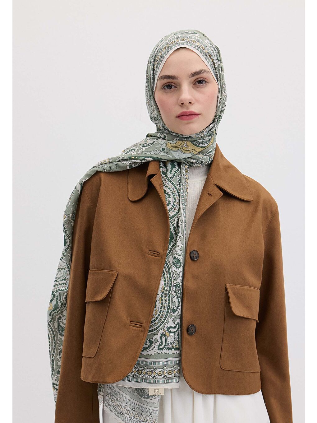 Yeşil Lena Desen Şal Çağla-1