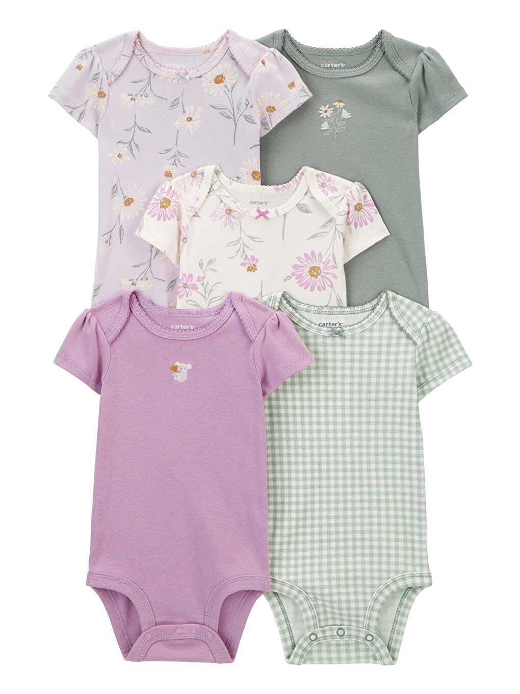 Carter's Karışık Kız Bebek Kısa Kollu Body 5'li Paket