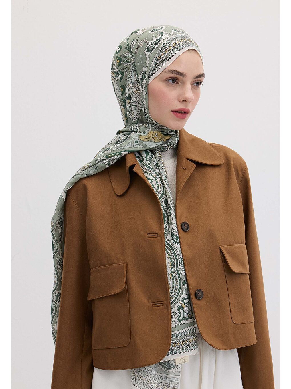 Yeşil Lena Desen Şal Çağla-2