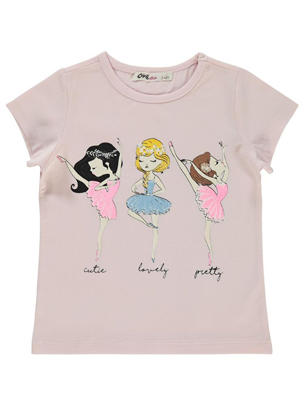 Girls Balerin Baskılı 2-5 Yaş Tişört - Pembe2-3 Yaş