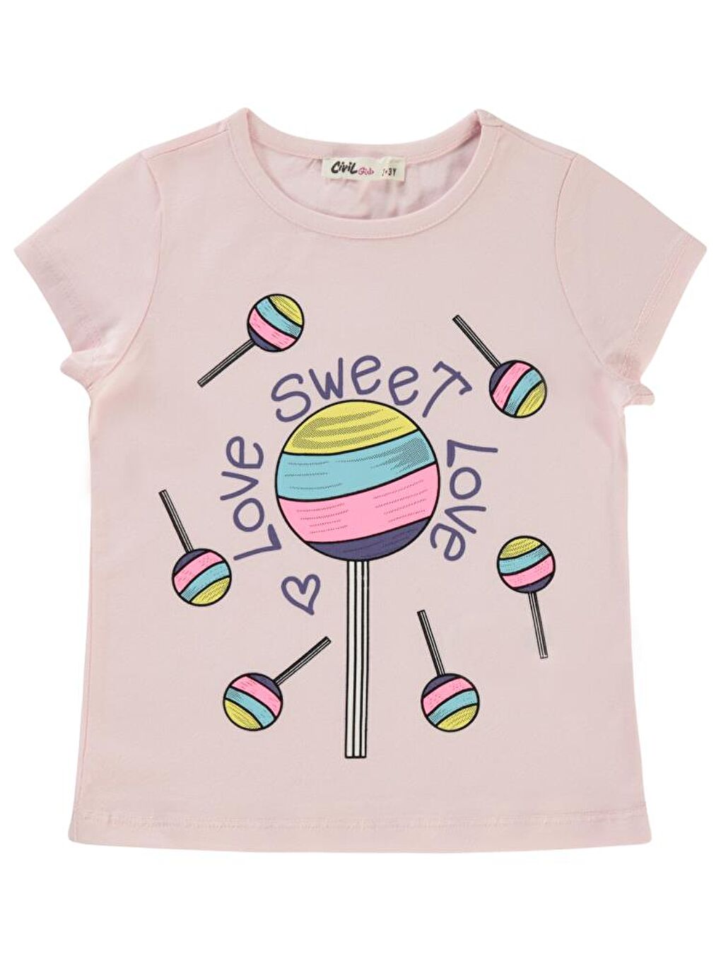 Girls Şeker Baskılı 2-5 Yaş Tişört - Pembe2-3 Yaş