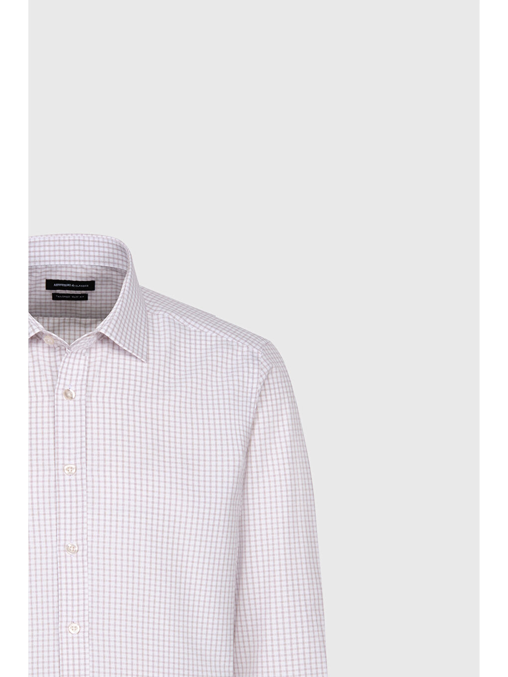 Erkek Beyaz-Bej Pamuklu Oxford Slim Fit Dar Kesim Klasik Yaka Armürlü Gömlek-6