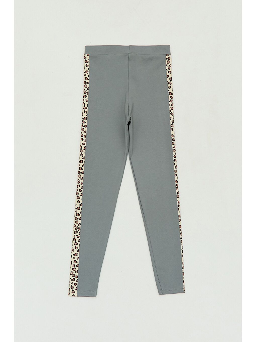 Haki Leopar Desenli Şeritli Kız Çocuk Tayt-1