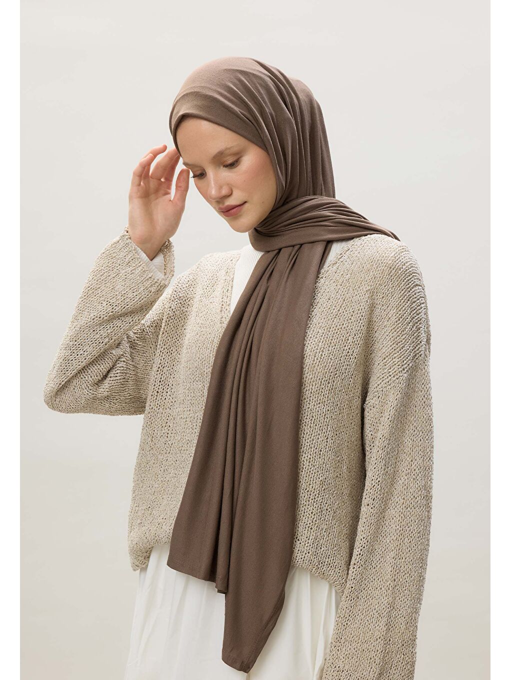 Kahverengi Penye Şal Tozlu Kahve-4