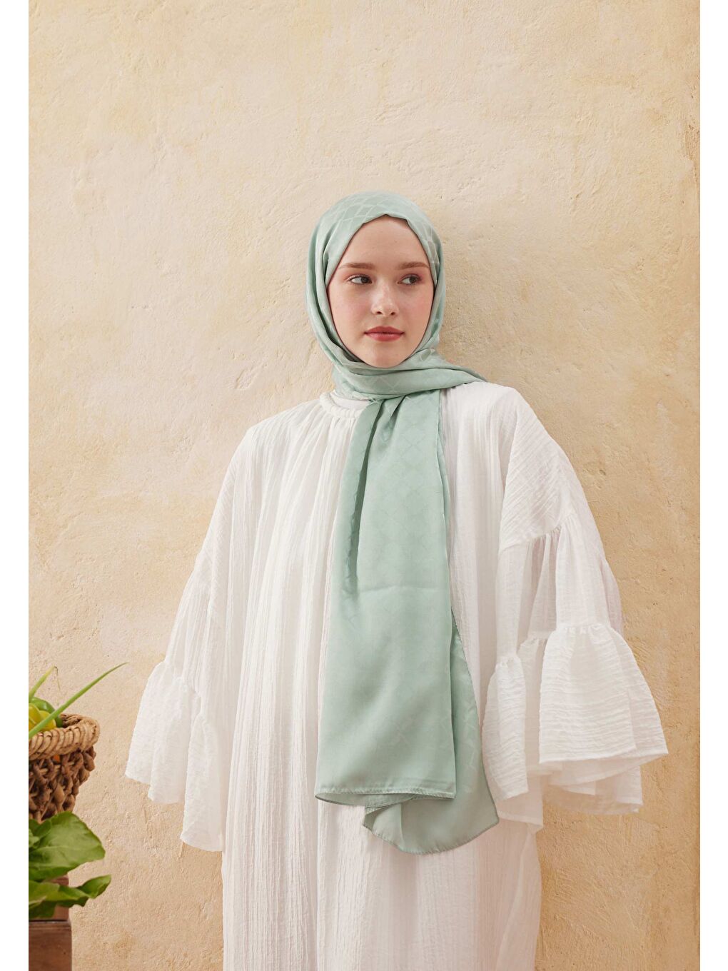 Dıamond Jakarlı Şal Mint Yeşili-1