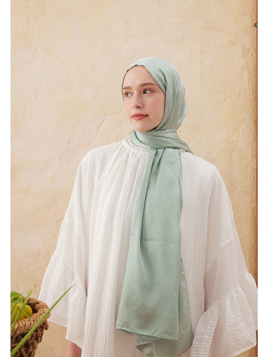 Dıamond Jakarlı Şal Mint Yeşili-2