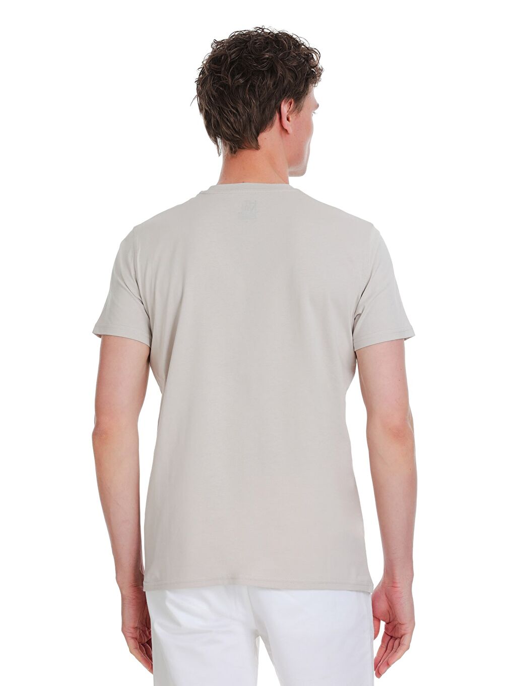 Bej Taş Regular Fit 100% Pamuk Bisiklet Yaka Tişört-4