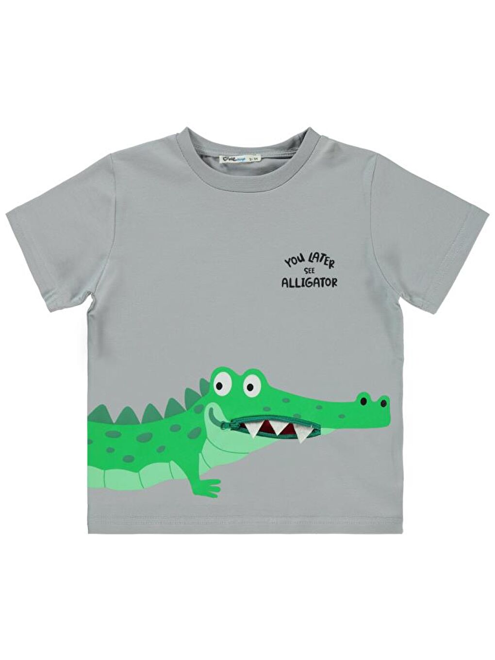Boys Timsah Baskılı 2-5 Yaş Tişört - Gri5-6 Yaş
