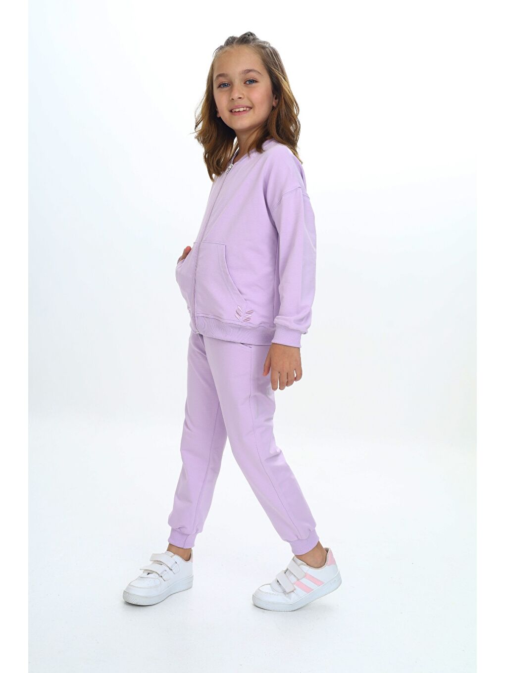 Lila Kız Çocuk Nakışlı Eşofman Takım-1
