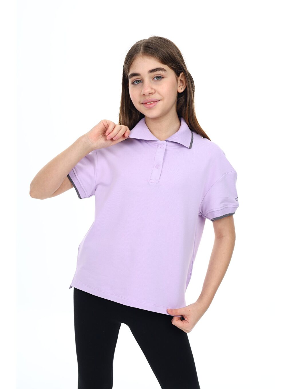 Lila Kız Çocuk Baskılı Tişört-1