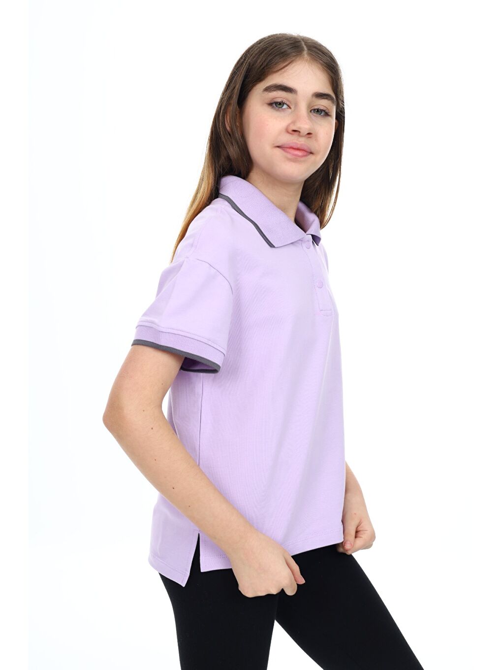 Lila Kız Çocuk Baskılı Tişört-2