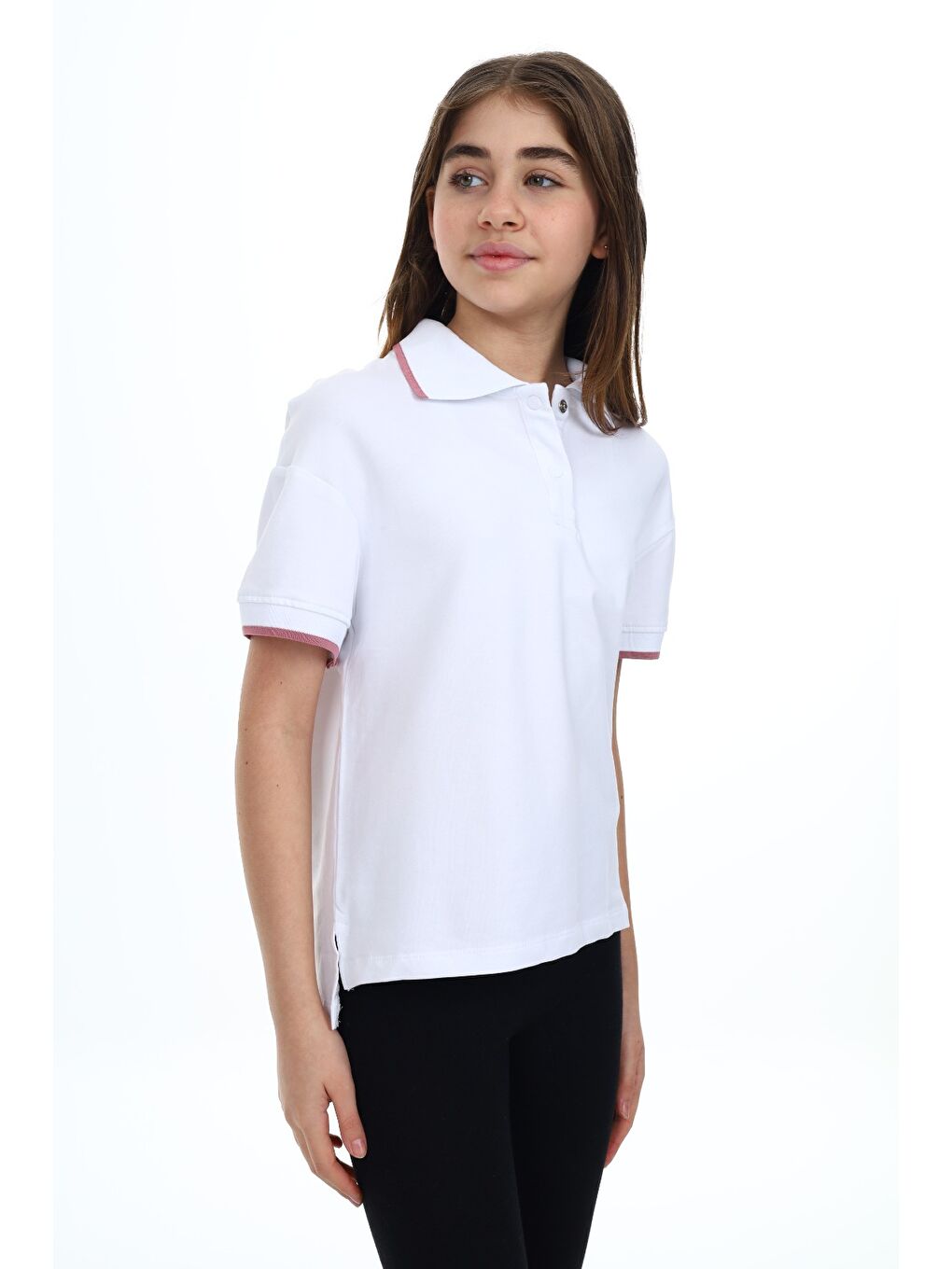 Beyaz Kız Çocuk Baskılı Tişört-1